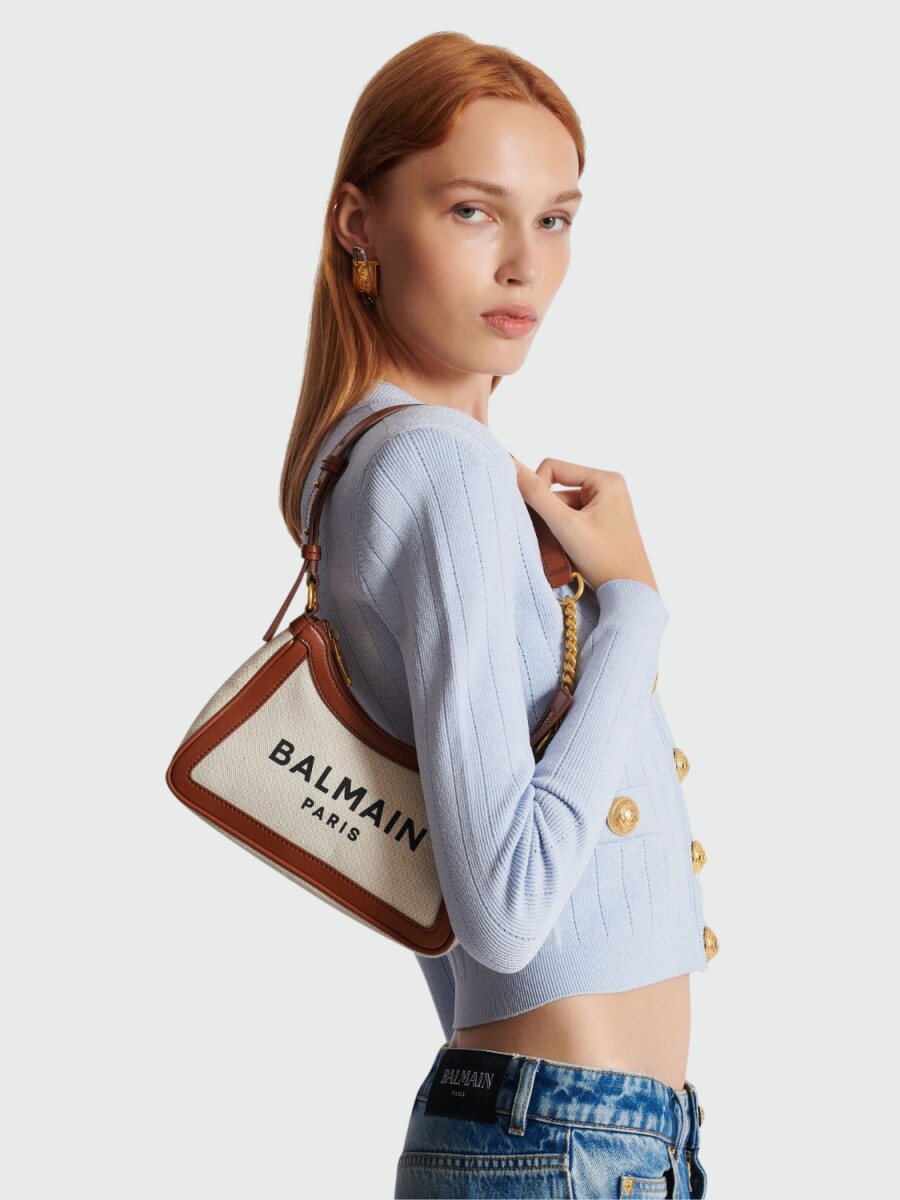 Balmain- Cartera B-Army de lona y piel con monograma - Crudo 