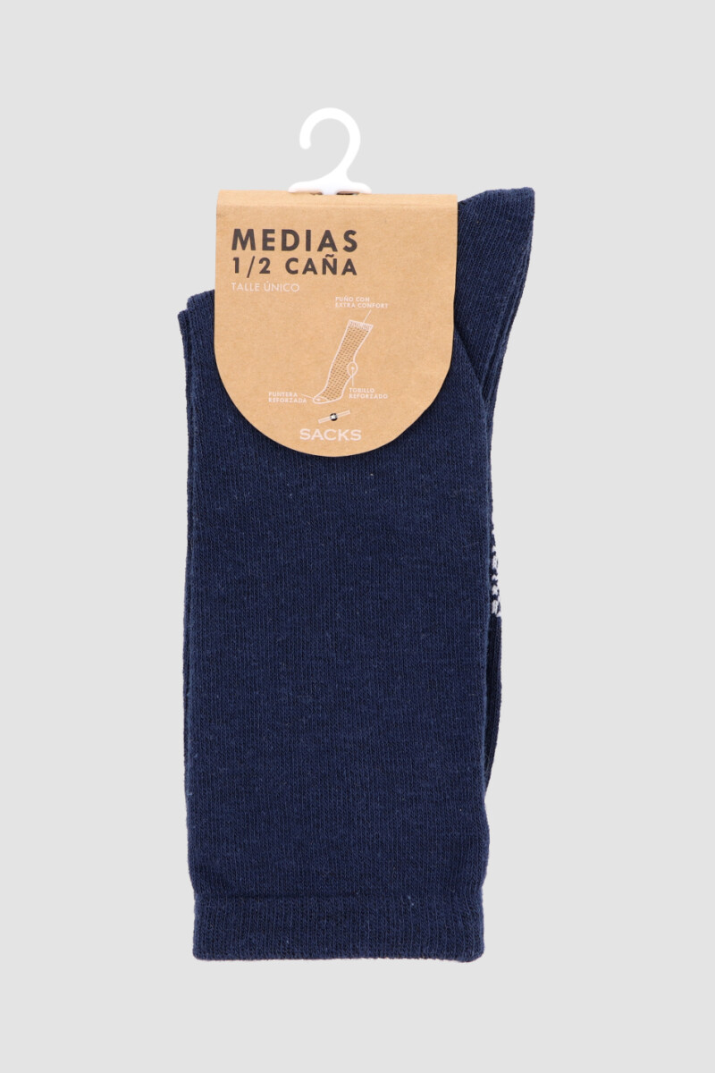 Medias de algodón lisa. Azul