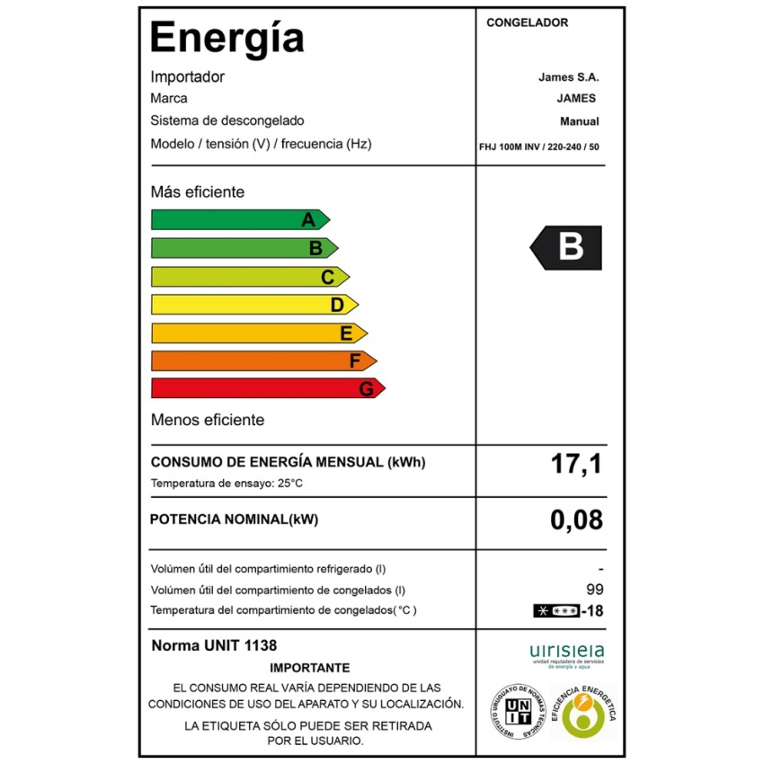 Freezer Horizontal James FHJ-100K Freezer Horizontal James FHJ-100K
