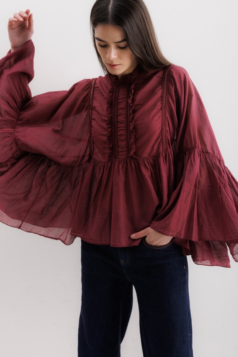 Camisa Lyra Bordeaux