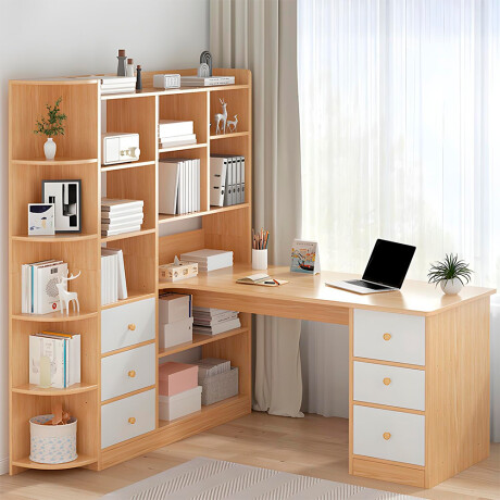 Escritorio Madera con Esantería 6 Cajones 140cm 617-34 001