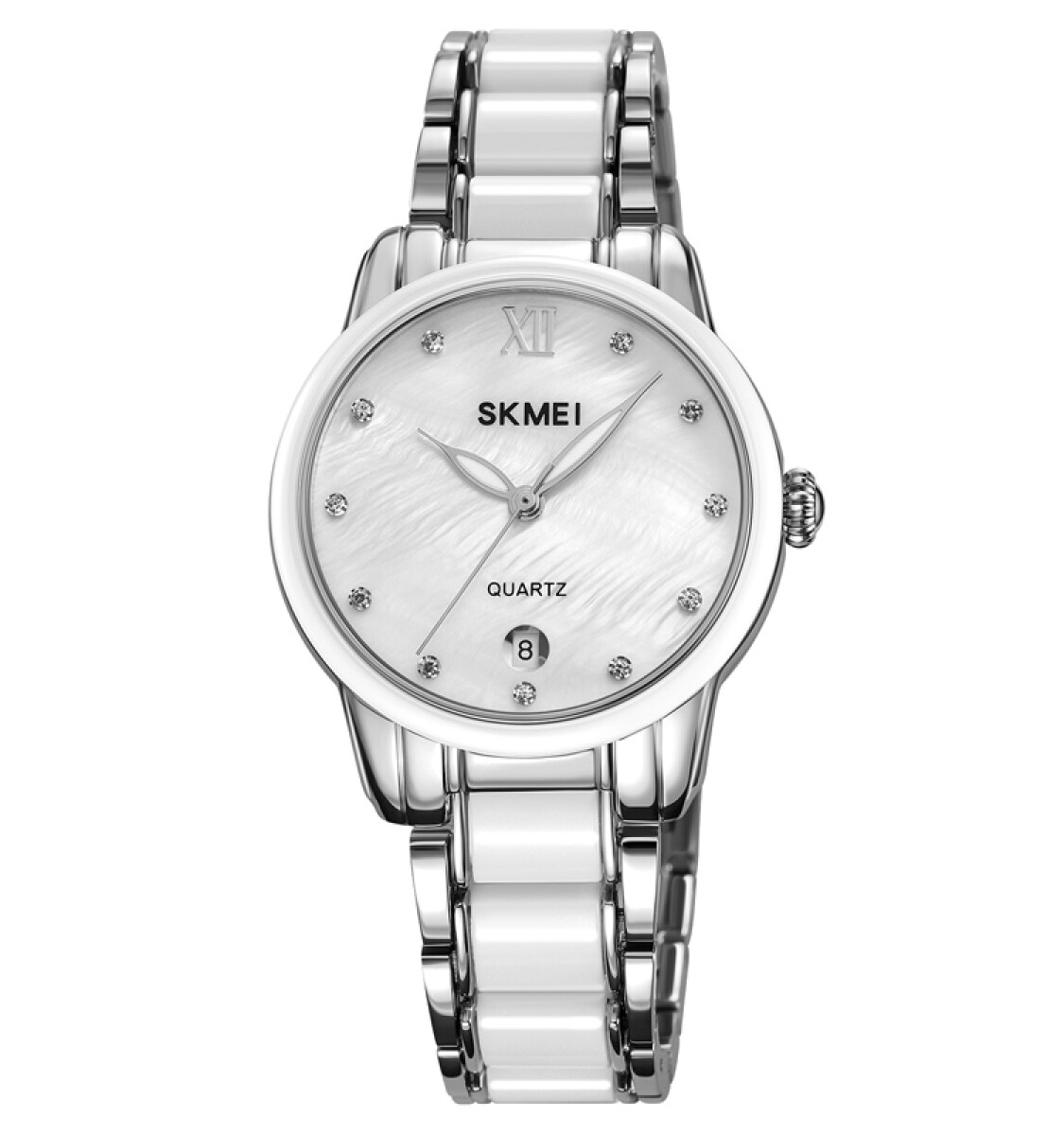 Reloj Skmei 2175si Mujer Analógico Plateado Con Detalles Blancos 