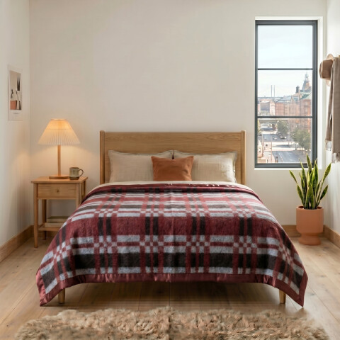 Manta Frazada Jackard Abrigada 2 Plazas Texturizada de Invierno 200 x 210 cm - Vino Escocés Manta Frazada Jackard Abrigada 2 Plazas Texturizada de Invierno 200 x 210 cm - Vino Escocés