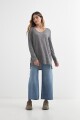 Sweater liviano escote en V GRIS MELANGE
