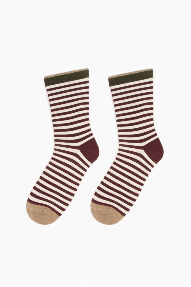 Medias rayadas bordo