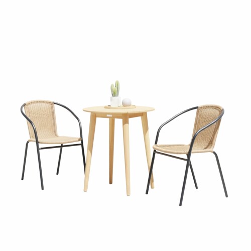Sillas Símil Ratán con Mesa de Eucaliptus - Nassau Beige