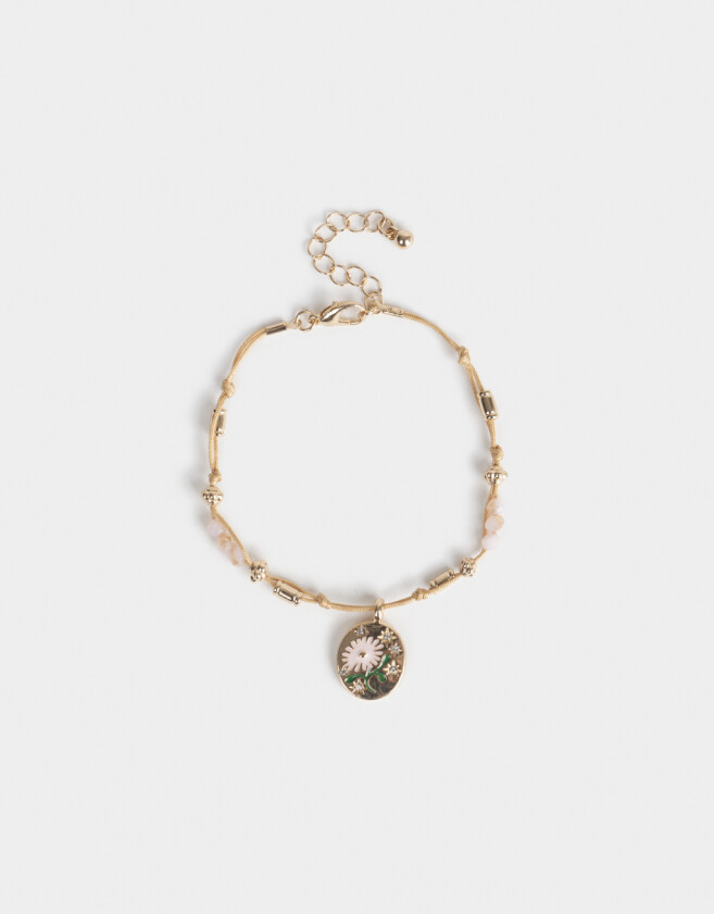 Pulseras Flexibles Con flores Pulsera Flexible Dije Flor - Dorado