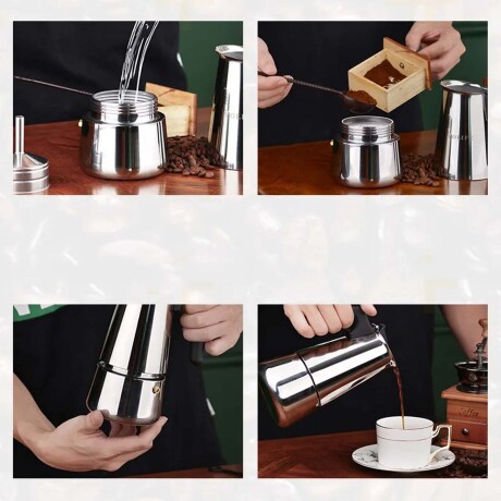 Cafetera a Presión Tipo Italiana 9 Tazas en Acero Inoxidable Plateado