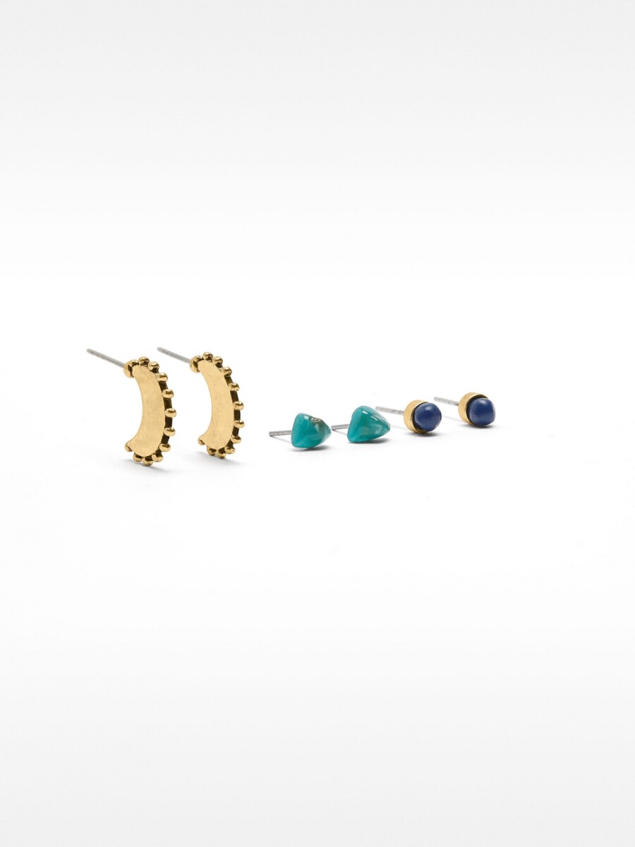 Set De Pendientes Con Piedras multicolor