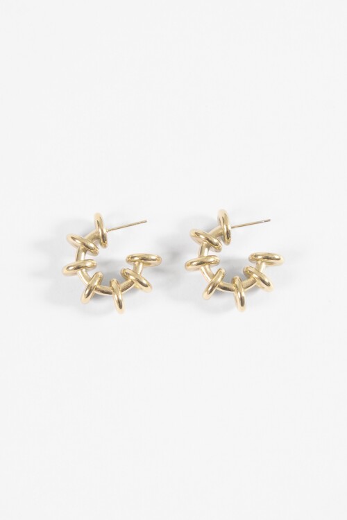 Aros acero con aritos dorado