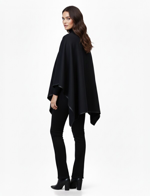 Ruana Botones Ribete NEGRO