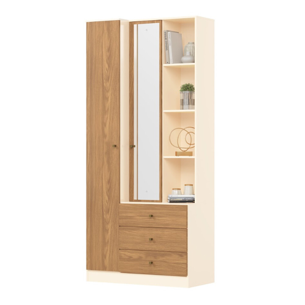 ROPERO 2 PUERTAS GUARDARROPA ARMARIO PLACARD CLOSET CON ESPEJO Y ESTANTES COLOR MADERA