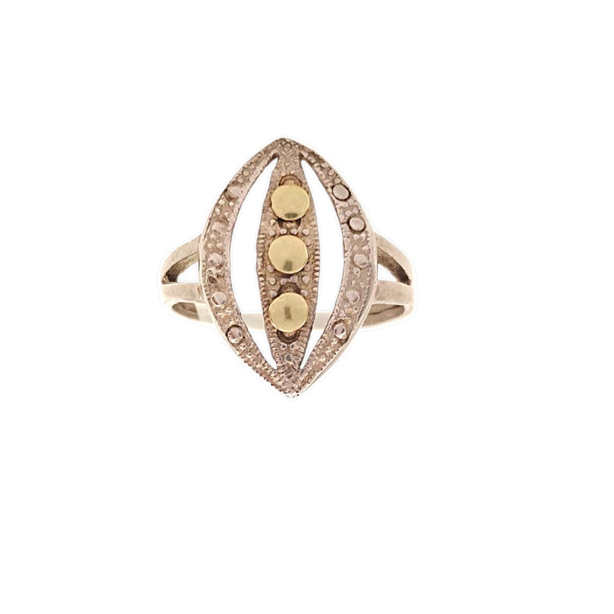 Anillo Almendra-Plata y Oro-Sin Piedra-AN5150 - sinpiedra 