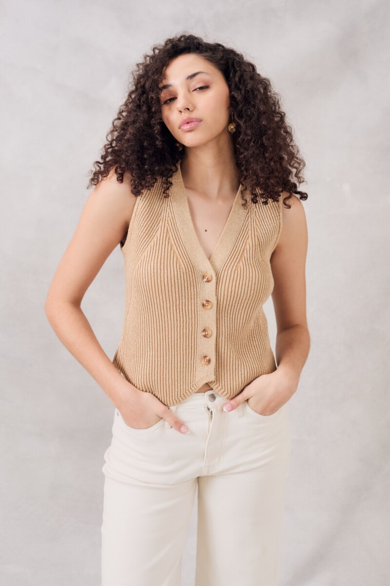 Chaleco Lurex - Camel 