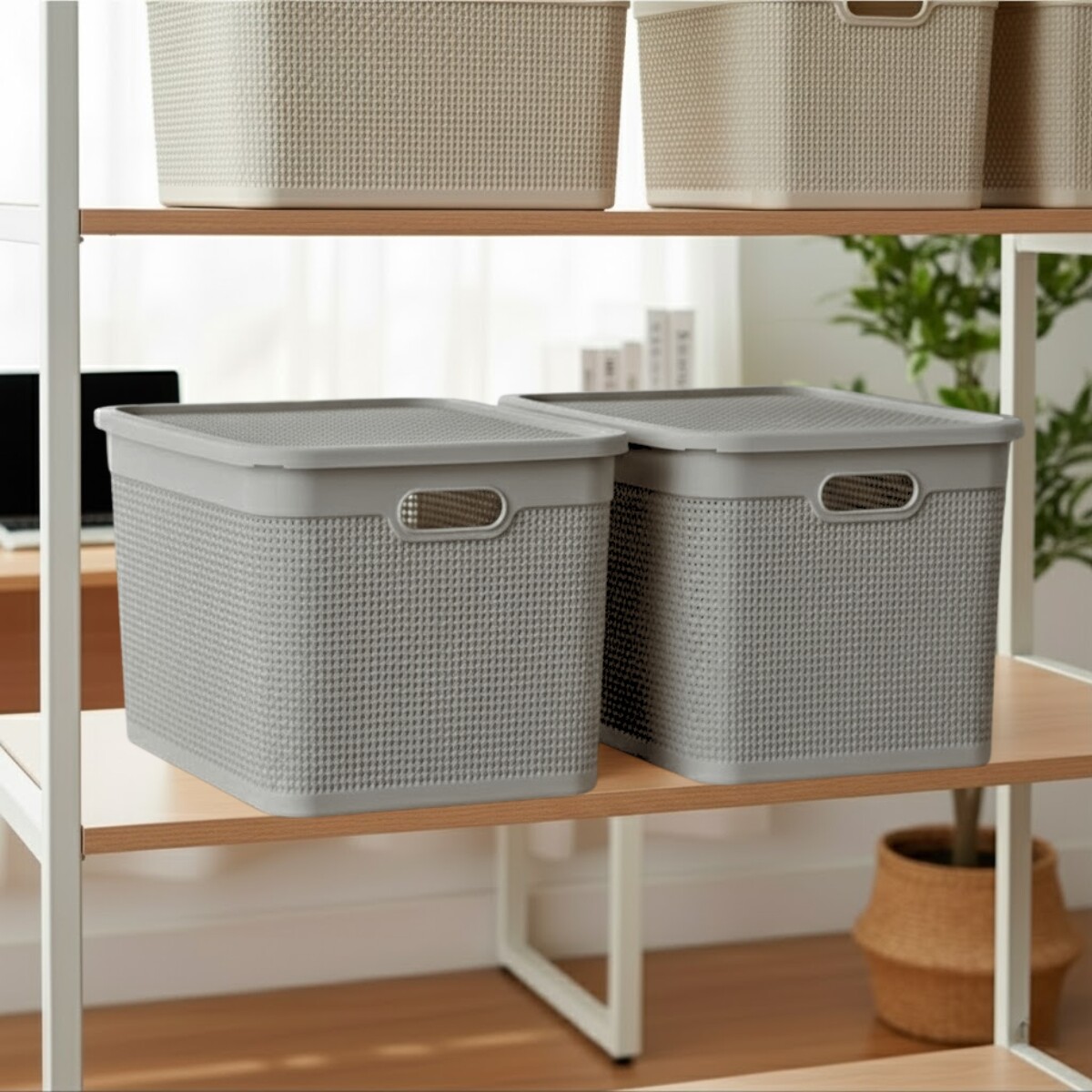 Set x2 Caja simil ratán 40 lts - CAPPUCCINO 