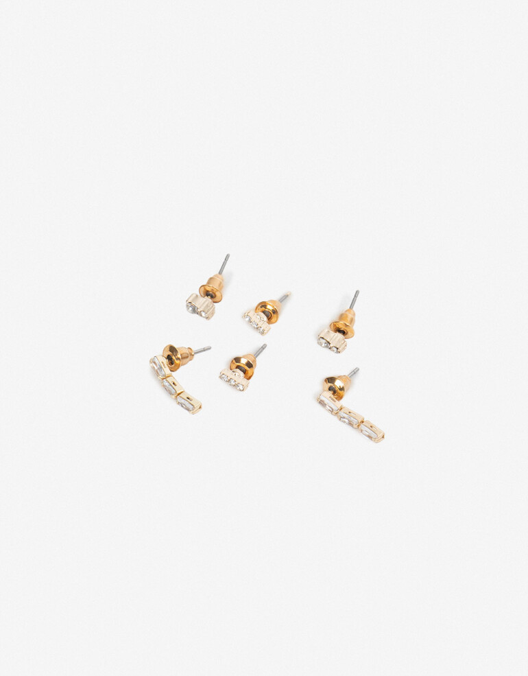 Aros Sets Strass Set De Aros Con Strass - Dorado