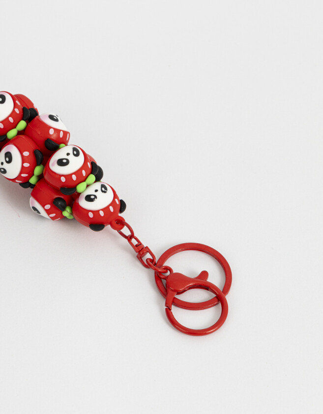 Llavero Lúdico Llavero Y Charm De Pandas Disfrazados - Rojo Frutilla