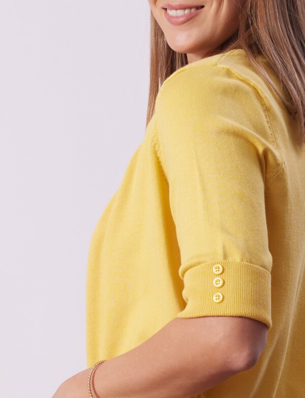 Cardigan Puño Botones AMARILLO