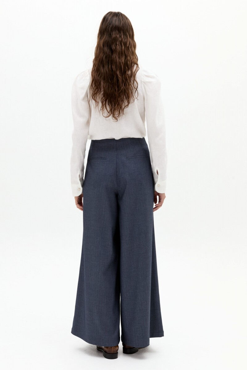 Pantalón Super Culotte en Twill Azul Piedra
