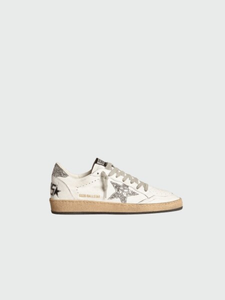 Golden Goose-Championes de cuero acordonados, Ball star Blanco