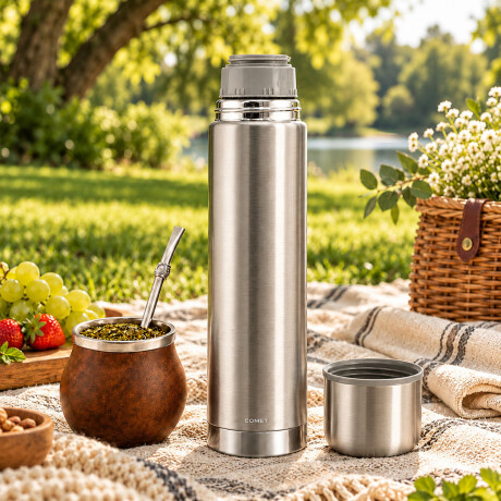 Termo Bala Acero Inoxidable 750Ml Mantiene Frío Calor Comet Plateado