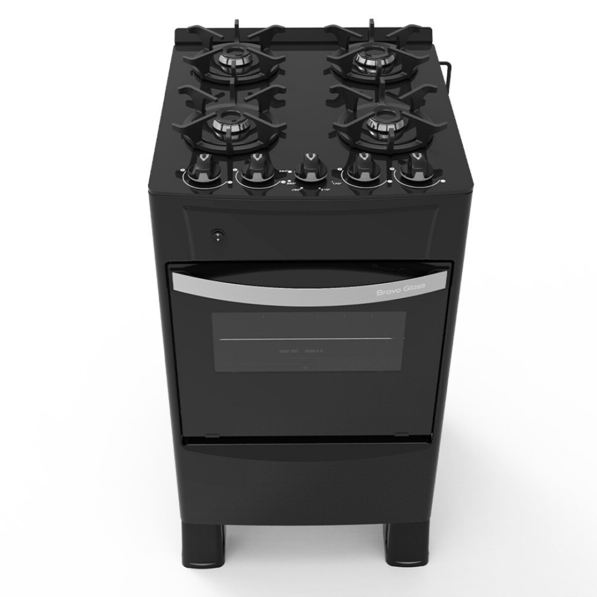 COCINA TOKYO BRAVO GLASS 4H NEGRO C/ENCEN HORNO 50 LTS LIMPIA - Unica 