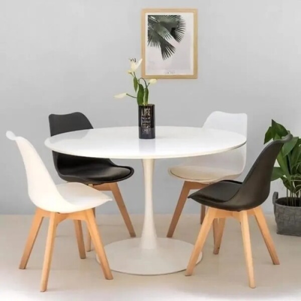 Mesa Comedor Cocina Tulip Redonda Laqueada 90Cm Blanca Atrix Blanco 1