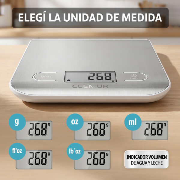 Balanza Digital de Cocina IMBACK con Precisión 1g a 5kg, Acero Inoxidable Color Plateado Balanza Digital de Cocina IMBACK con Precisión 1g a 5kg, Acero Inoxidable Color Plateado