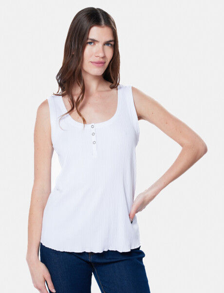 MUSCULOSA RIB CON BOTONES Blanco