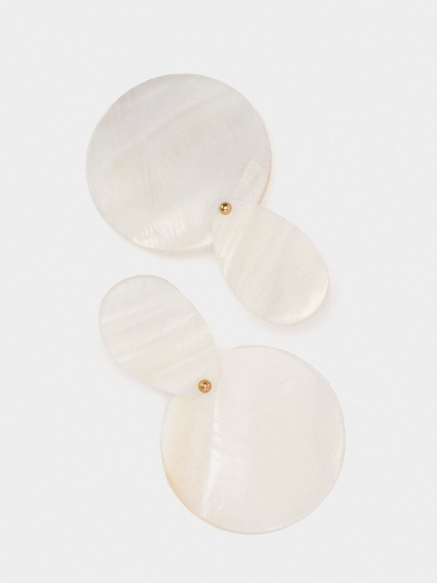 Pendientes De Concha Circular blanco