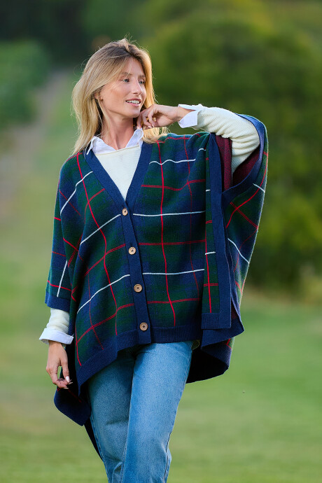 Poncho Cuadros Bristol Azul