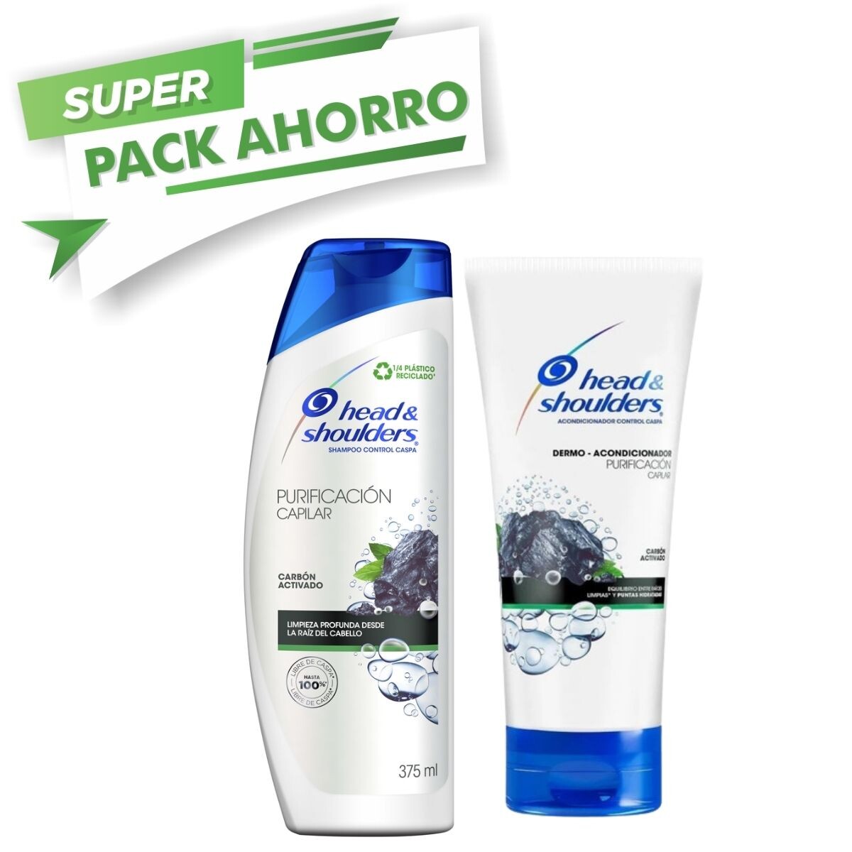Shampoo Head & Shoulders Anticaspa Purificación Capilar Pack Ahorro 375 ML + AC 150 ML 