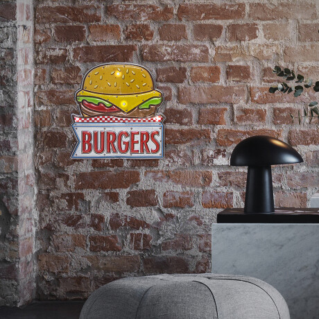 Cartel Decorativo Con Luz Burgers Unica