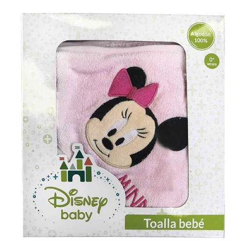 Toalla Capucha Bordada Minnie con Caja para Bebé U