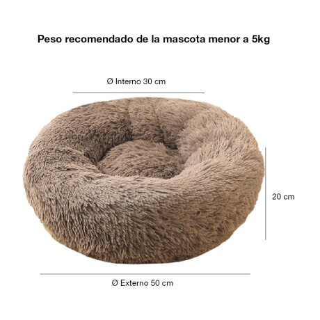 Cama Cucha Puff Redondo 50cm de Felpa p/ Mascotas Perro Gato Beige Oscuro