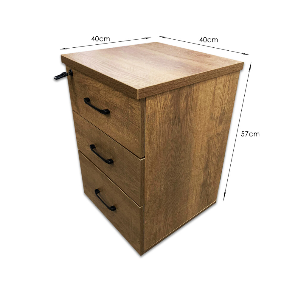 Cajonera con llave 3 Cajones Marrón