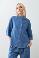 Camisa de jean cuello mao jean medio