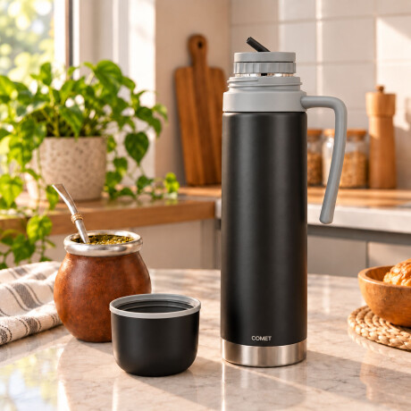 Termo Ac. Inox 0,50Lts Manija Pico Cebador Paris Comet Negro