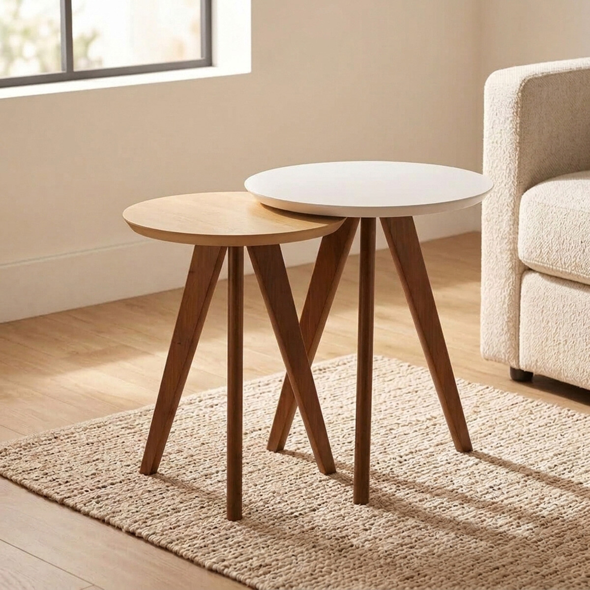 Mesas Laterales Classic - Duo - Off White y Natural 