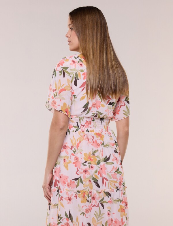 Vestido Maxi Estampado Floral Con Escote Cruzado ROSA/MULTI