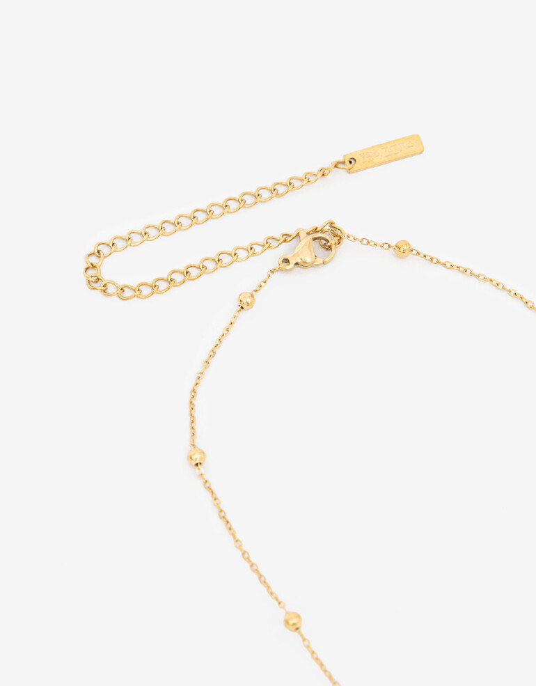 Cadena Corta con Dije Piedra Collar De Acero Con Piedra - Dorado