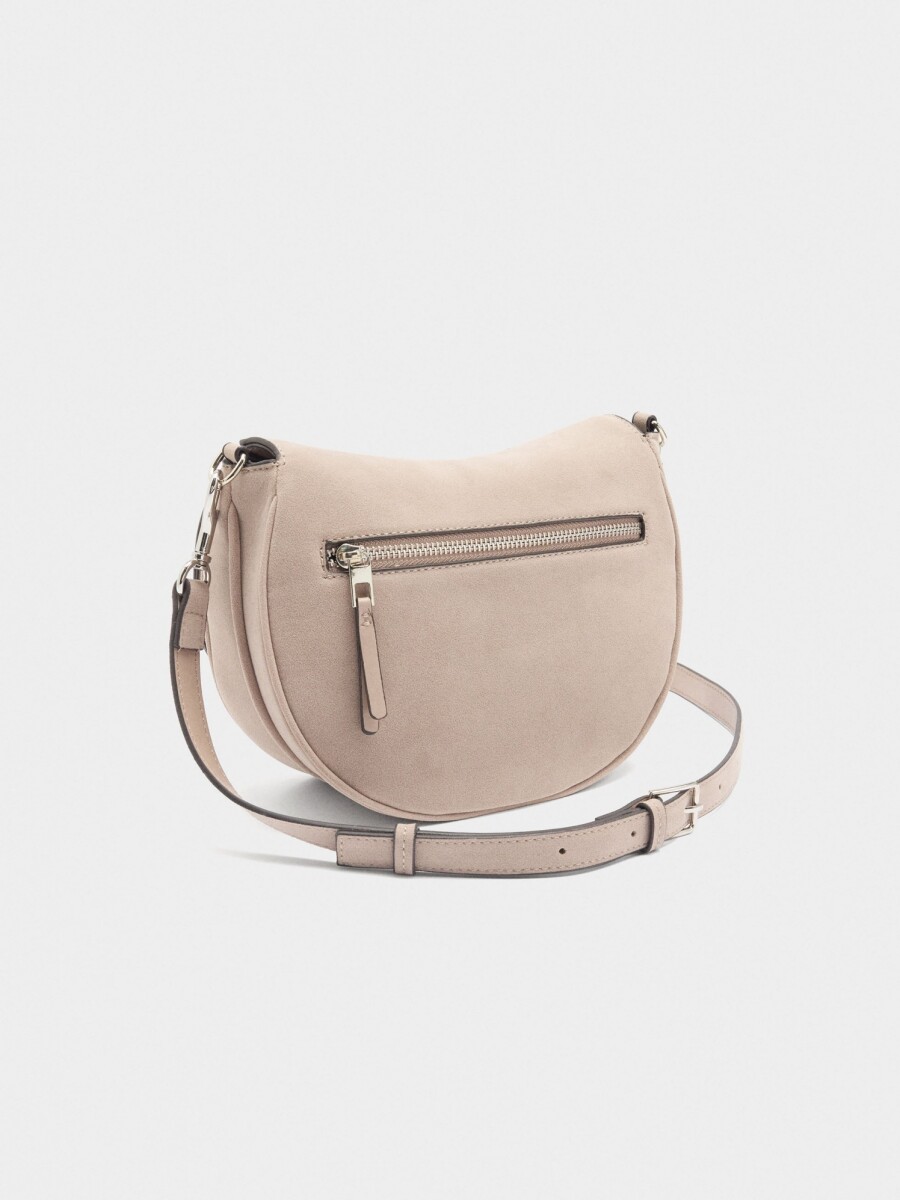 Bolso Bandolera Efecto Piel Con Solapa rosa
