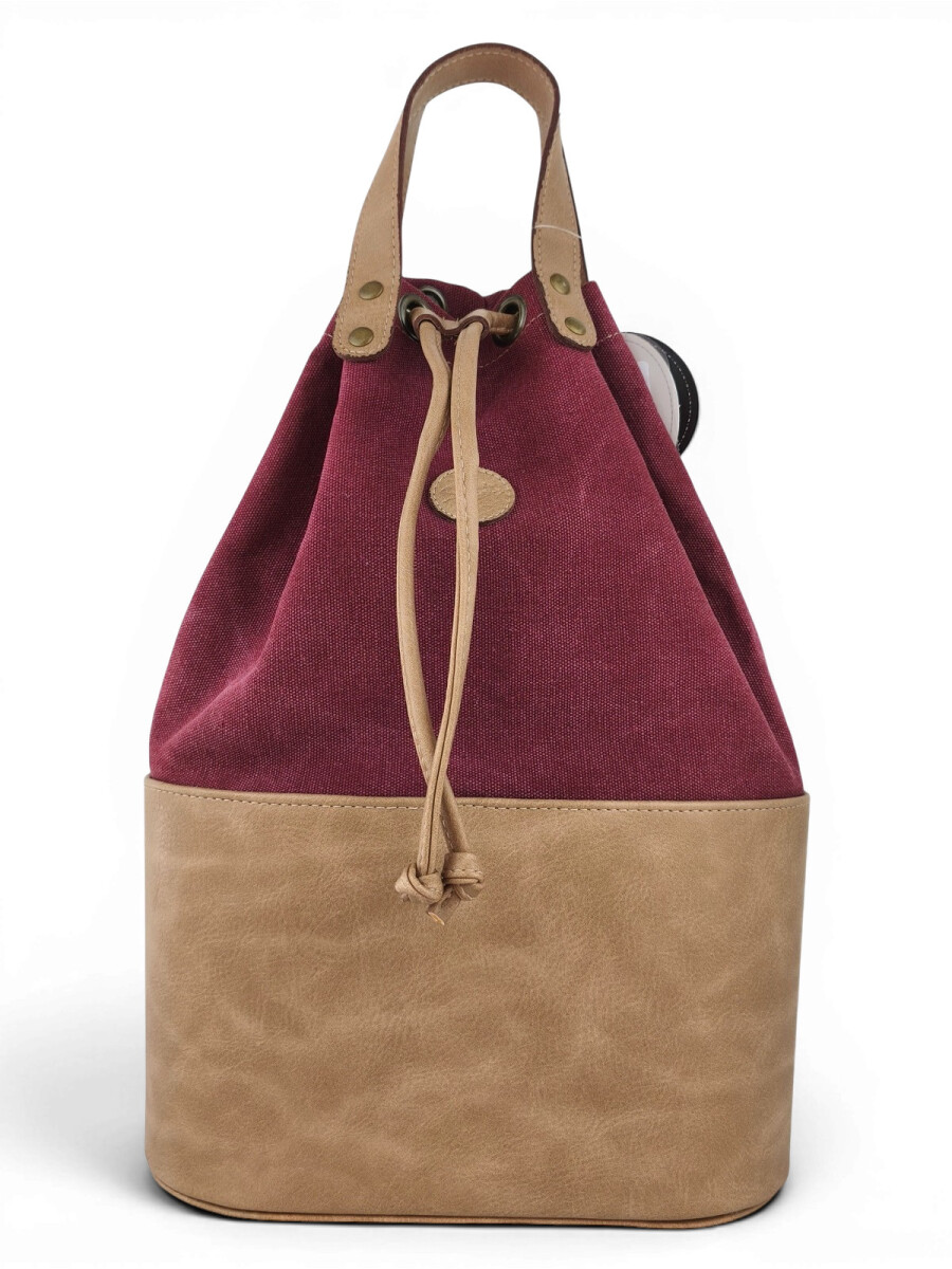 Matera bolso con división - Beige con Bordó 