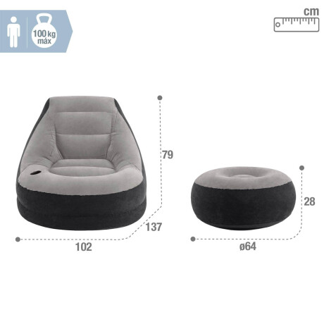Set Intex Sillón + Apoya Pies Puff Asiento Inflable Set Intex Sillón + Apoya Pies Puff Asiento Inflable
