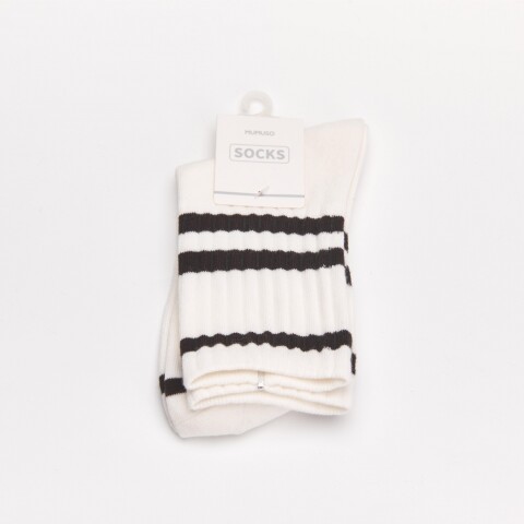 CALCETINES DE MUJER CON TRIPLE BARRA (1 PAR/BLANCO) CALCETINES DE MUJER CON TRIPLE BARRA (1 PAR/BLANCO)