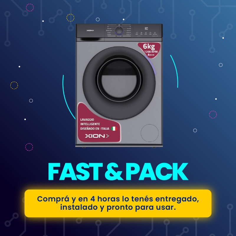Fast&Pack Lavarropas 6kg Xion carga frontal gris + Instalación Fast&Pack Lavarropas 6kg Xion carga frontal gris + Instalación