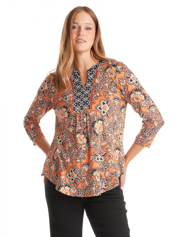 Blusa Flores Paisley ANARANJADO/MULTI