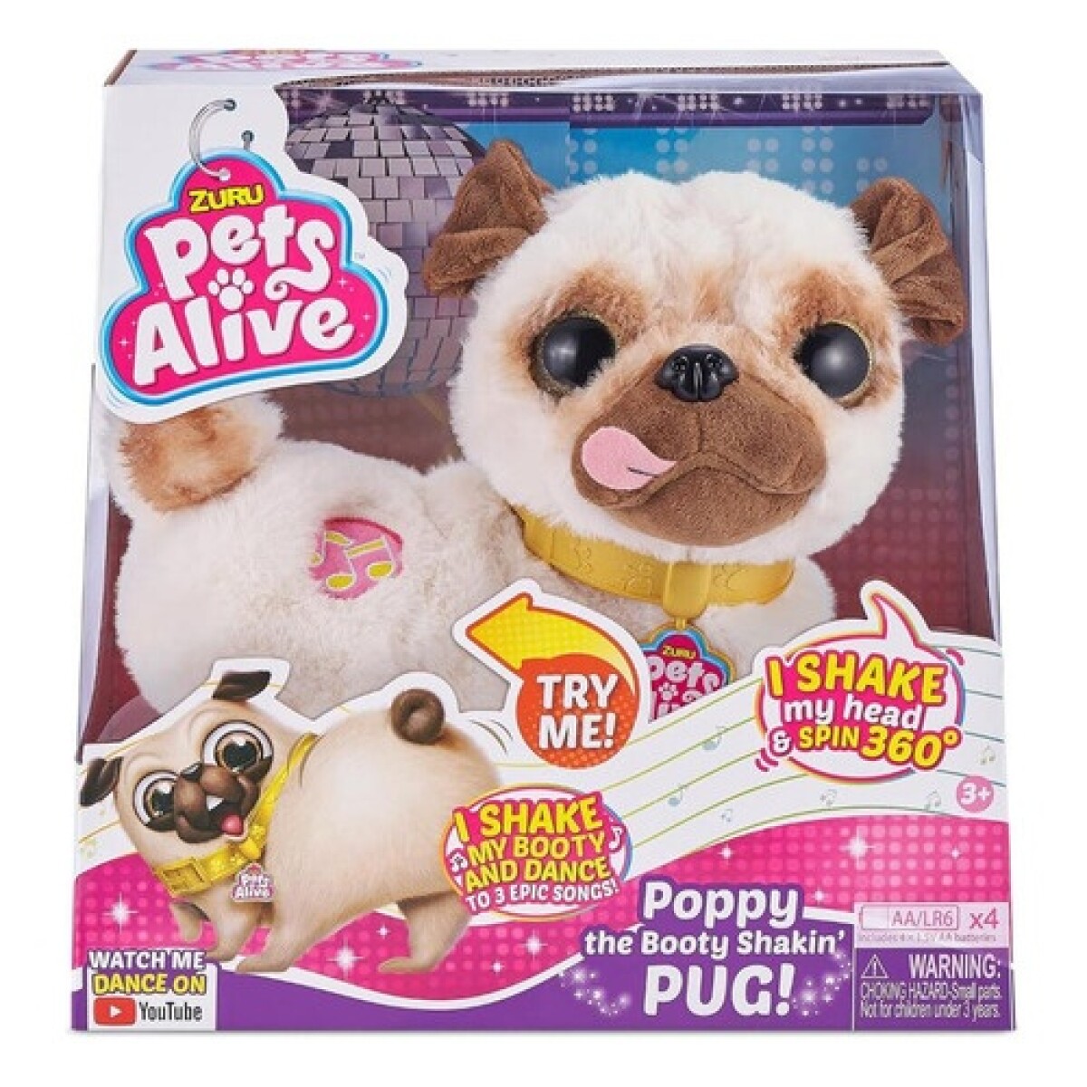 Perrito Zuru Pets Alive Poppy Pug con sonidos y movimientos 