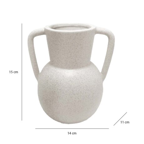 Florero en Cerámica Diseño Anfora para Decoración 14x11x15Cm Blanco