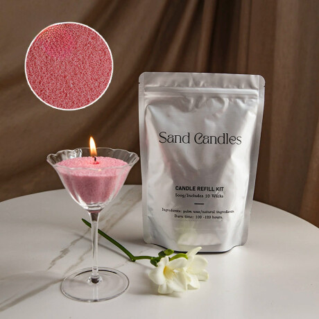 Vela En Polvo Vegetal 500g Con 50 Pabilos Rosa